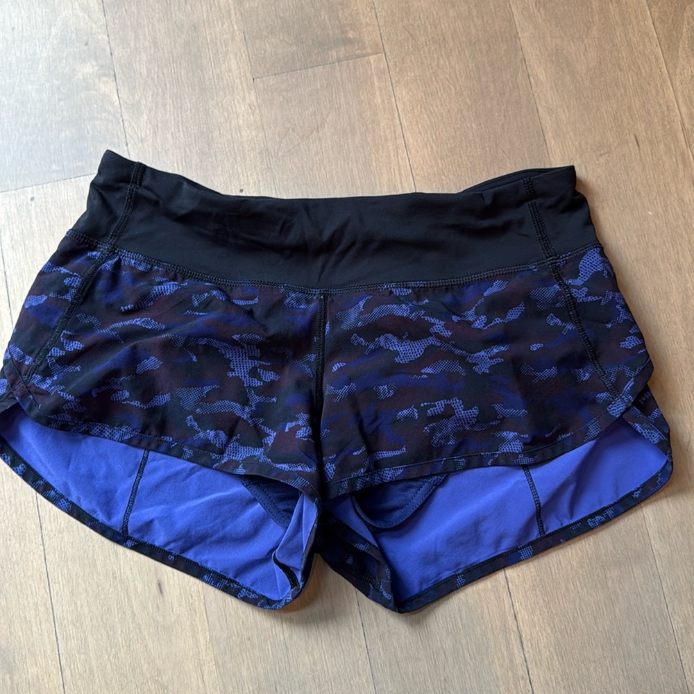 Lululemon OG speed up purple camo shorts